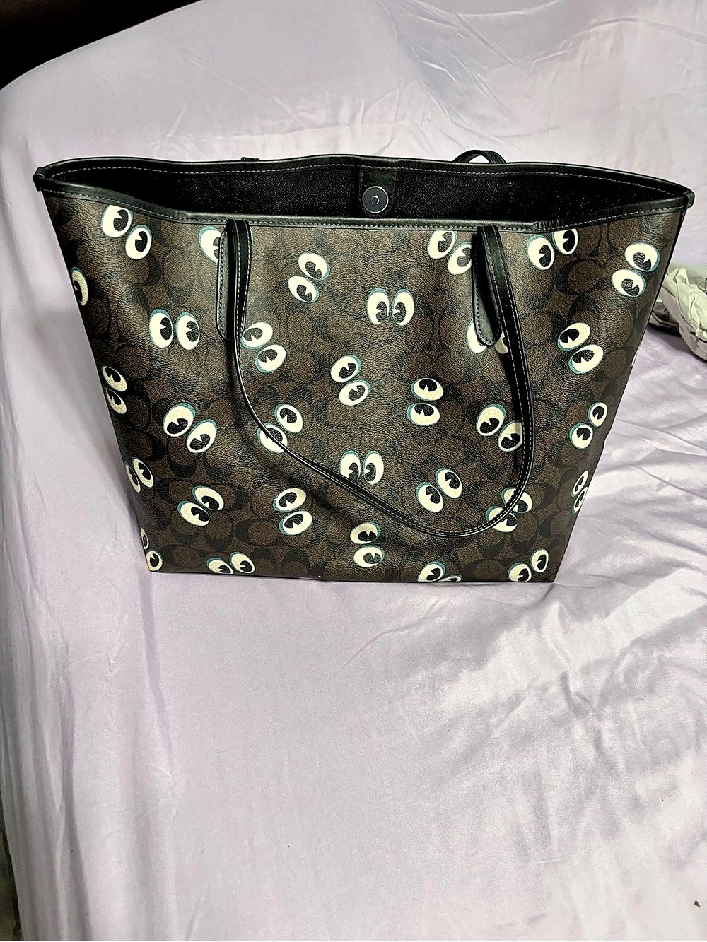 Coach Signature Spooky Eyes Halloween Tote Brown Black